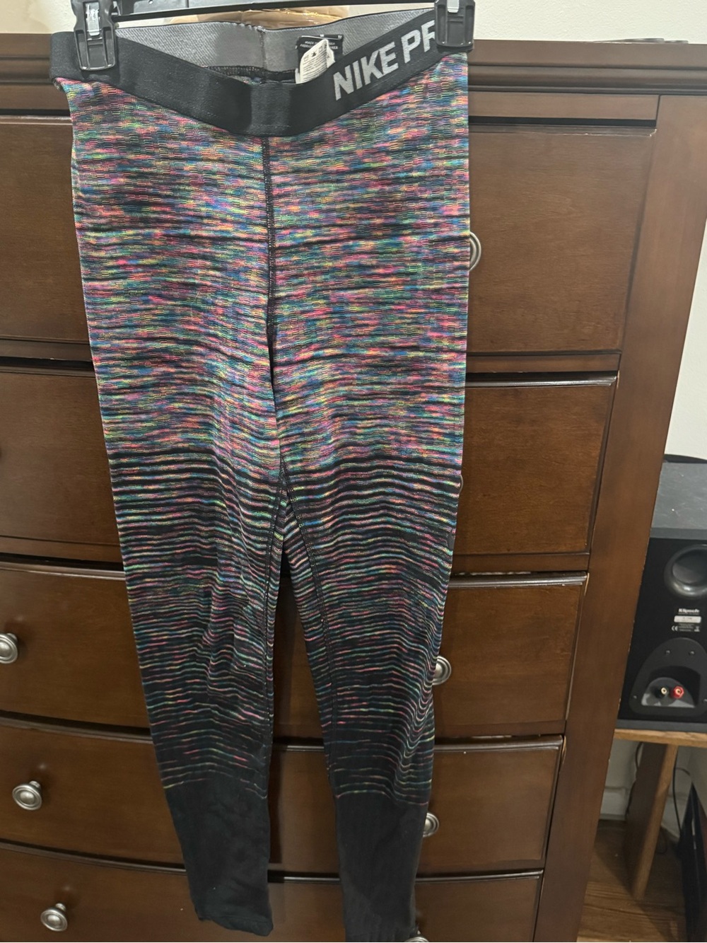 Nike Pro womanās ' Multicolor work out pants size Medium